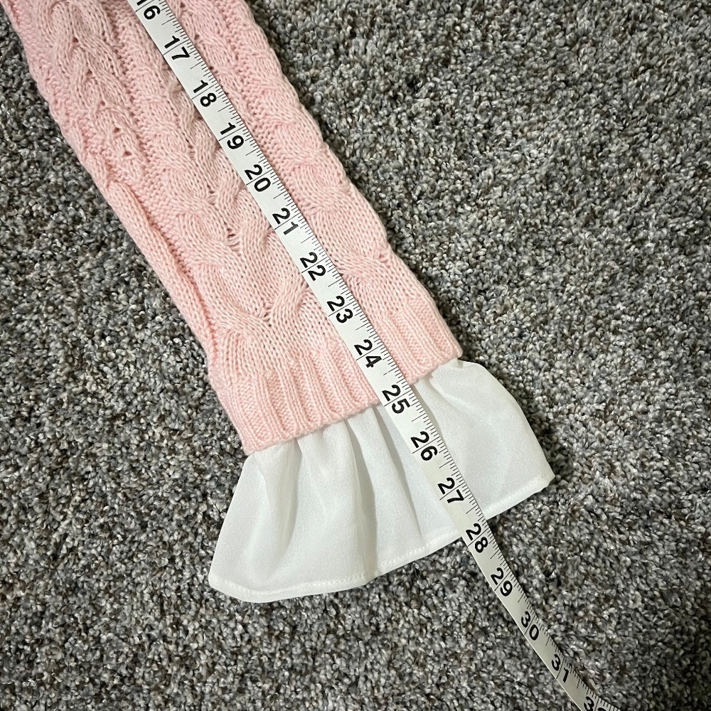 ELLE Women's Mock-layer Cable Knit Sweater; Pink; Size M - Picture 7 of 16